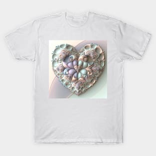 A Fractal Design in A Heart Motif T-Shirt